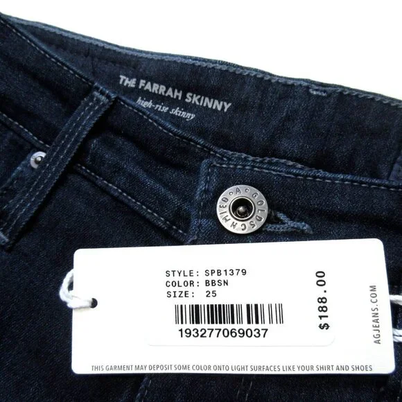 NWT Adriano Goldschmied AG Farrah Skinny in Blue Basin Stretch Jeans 25 - Picture 3 of 6
